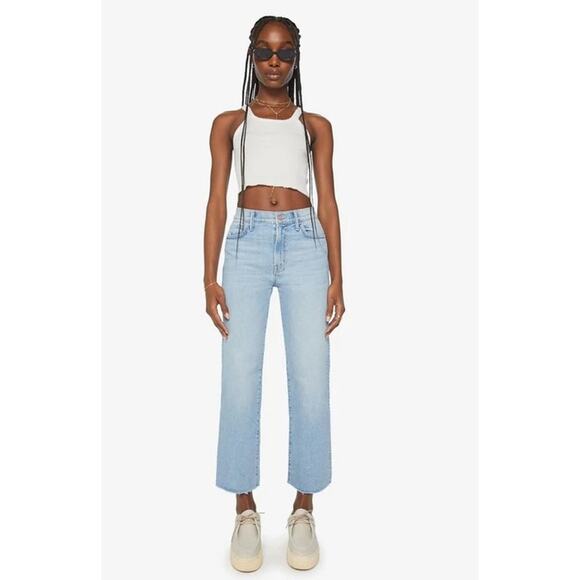 MOTHER Denim - MOTHER Jeans Kick It Ankle Fray Light Blue Wash Straight Leg Ankle Denim NWT 31